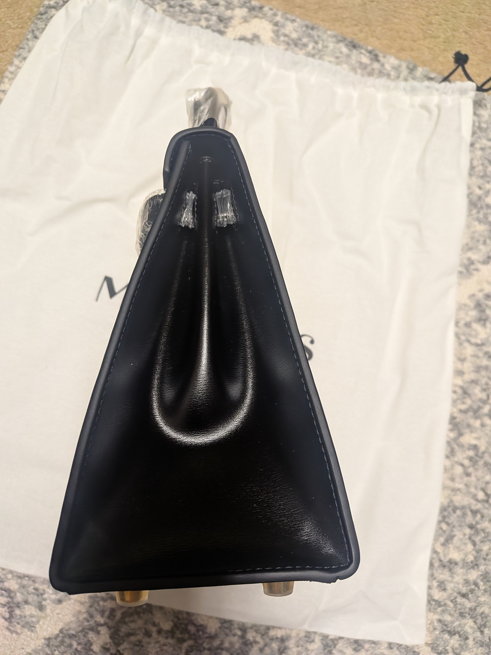 Women's Black Tote Bag - Sleek Leather Carryall: Midnight: Brand New